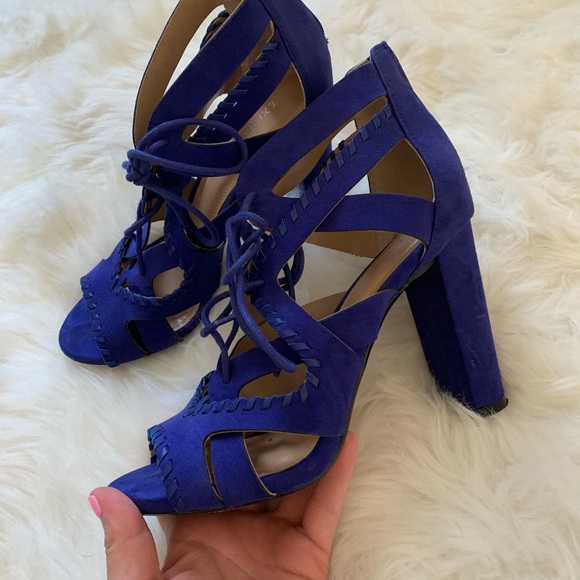 Express Purple Block Heels - Picture 2 of 6